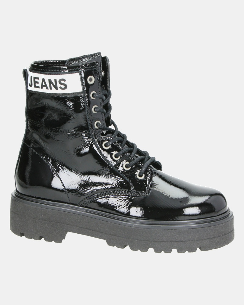 Tommy Jeans Patent Leather - Veterboots - Zwart