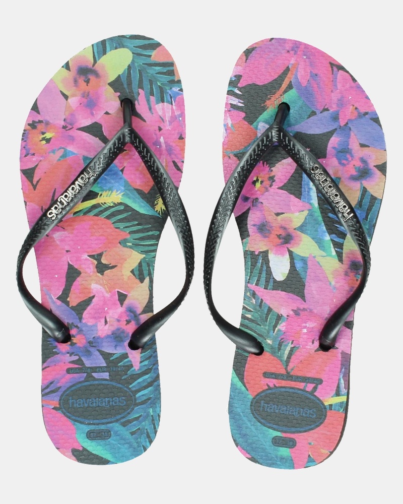 Havaianas Slim Tropical - Slippers - Zwart