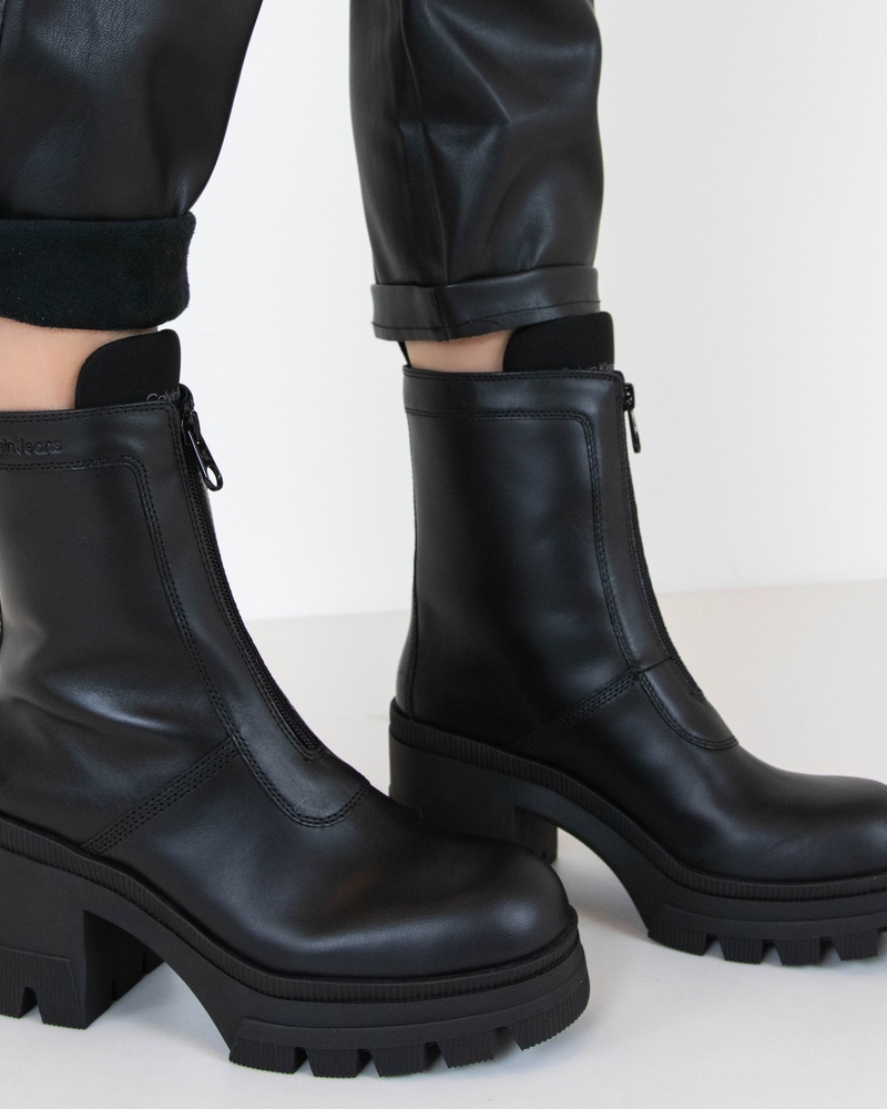 Calvin Klein Chunky Heeled Zip - Rits- & gesloten boots - Zwart