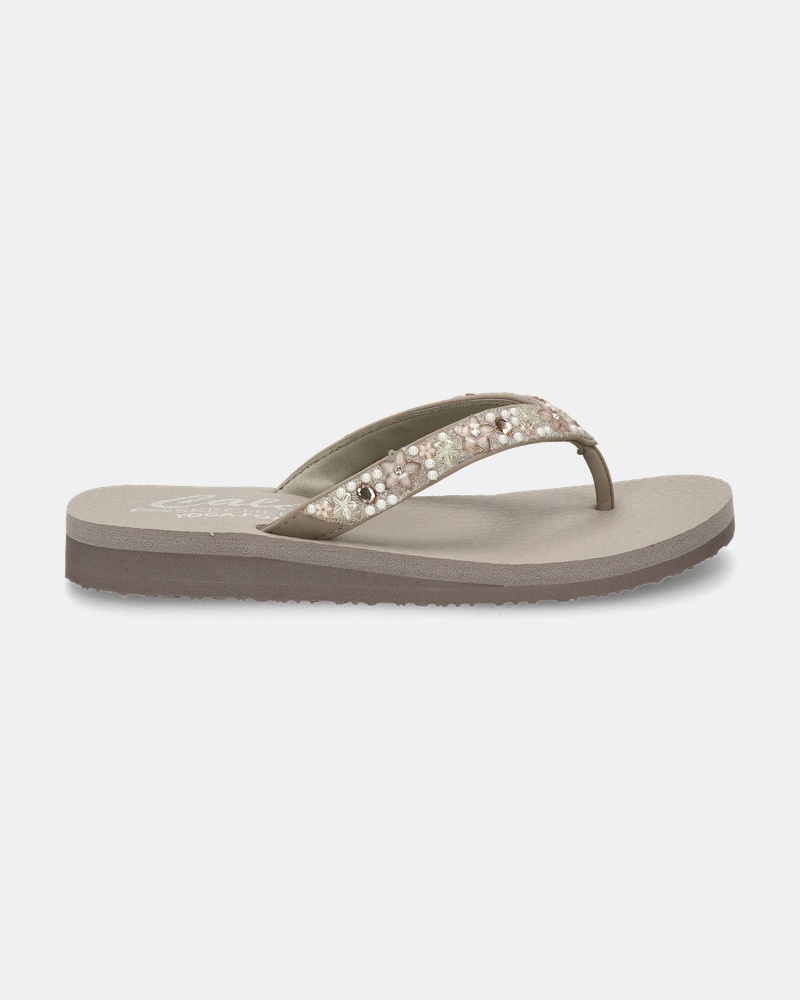 Skechers Meditation - Slippers voor dames - Taupe - Nelson.nl