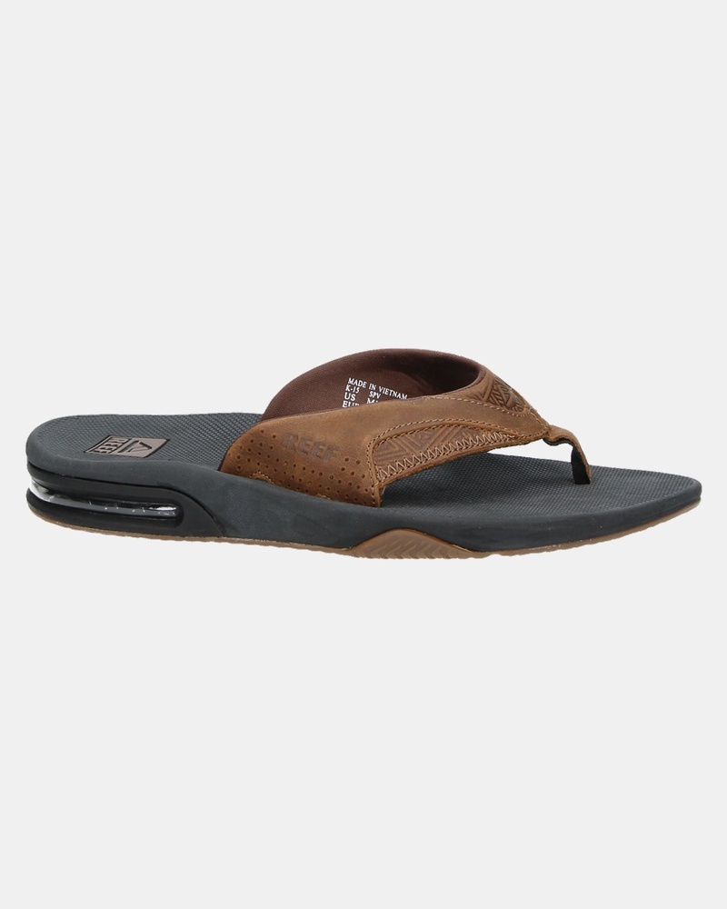 Reef Leather Fanning - Slippers - Cognac