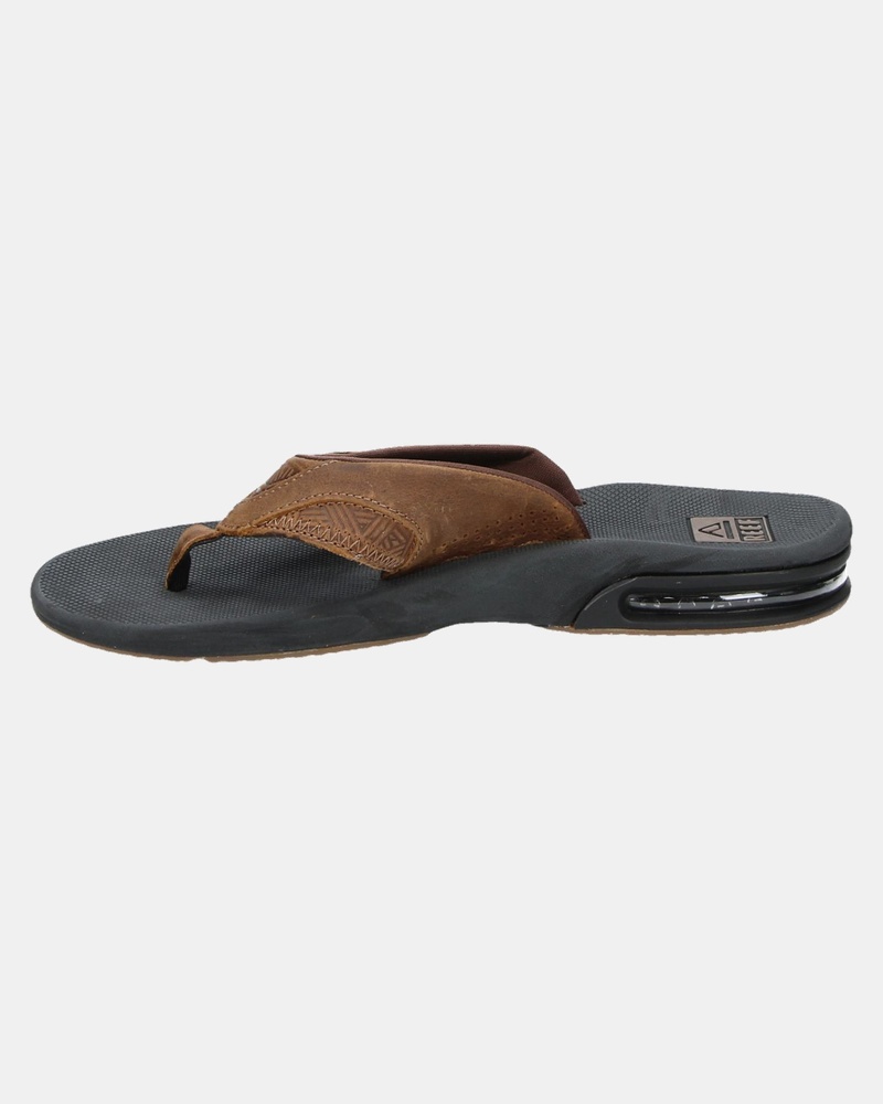 Reef Leather Fanning - Slippers - Cognac
